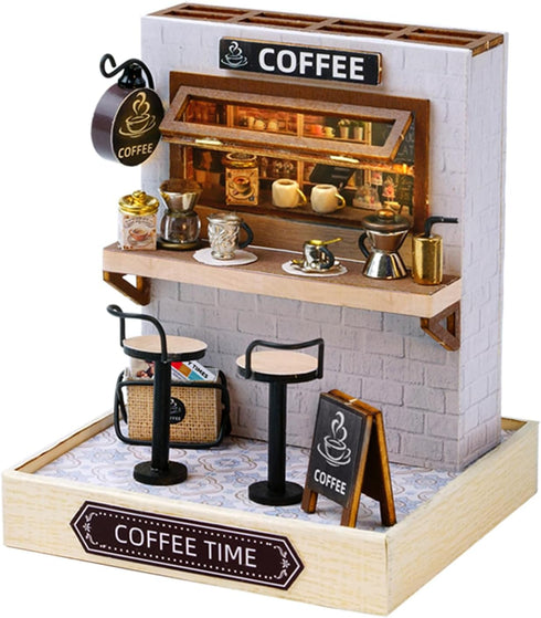 Flever Dollhouse Miniature DIY House Kit Creative Room with Furniture for Romantic Valentine's Gift (Coffee Time)...