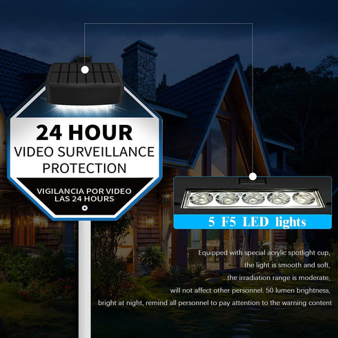 OOSSXX Solar Power Deck LED Light Clip-On Yard Security Sign Spotlight (Large Capacity Battery, Max14 Hours Working)...