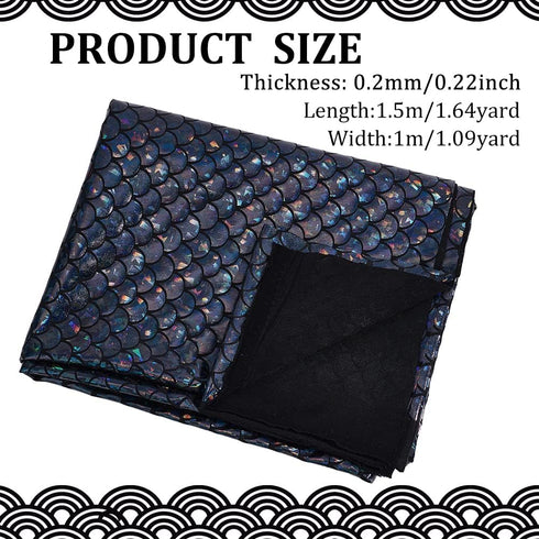 FINGERINSPIRE Mermaid Scales Fabric 39x59 inch Black Sparkly Hologram Spandex Mermaid Printed Fish Scale 2 Way Stretch Mermaid Fishscale Fabric fo...