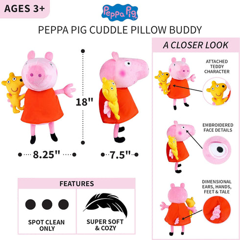 Peppa Pig Kids Bedding Super Soft Plush Cuddle Pillow Buddy, One Size, By Franco...