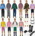 32Pcs Doll Clothes and Accessories for 12 Inch Boy Dolls Include 20 Different Wear Clothes Shirt Jeans Beach Shorts 4 Pairs of Shoes, Glasses, Ear...