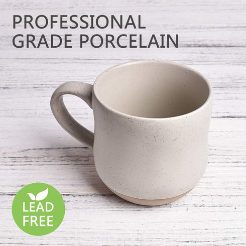 Bosmarlin Large Stoneware Speckled Coffee Mug, Big Ceramic Tea Cup, 17 Oz, Dishwasher and Microwave Safe (White, 1)...