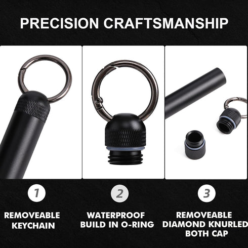 2 Pack Metal Storage Tube Container - Waterproof Holder Case Tube Container with Keychain, Safe for Money, Travel Items, Multitool EDC Every Day C...