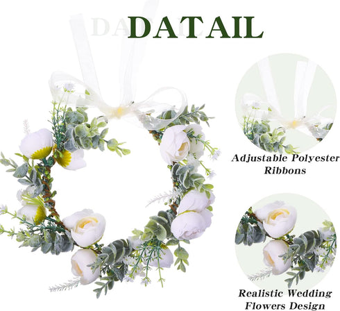 Dog Wedding Flower Collar Dog Wedding Attire Wreath Bow, for Weddings Flower Ring Pets Cats and Dog, Pet Photo Prop (White, Fresh, Large)...