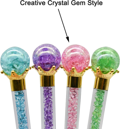 Maydahui 24PCS Crystal Gem Ballpoint Pen Retractable Colorful Pearl Quicksand Pens Black Ink for Students Party School Office...