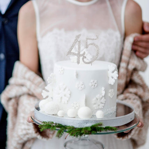 45 Years Birthday Cake Topper - New Best Crystal Rhinestone 45th Wedding Anniversary Or 45 Years Old Cake Topper Party Decoration Silver...