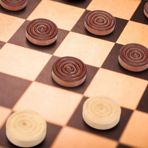 48 Pieces Wooden Checkers 1.06 Inch Wooden Checkers Pieces with Stackable Ridge in Drawstring Storage Pouch Red Black Dark Brown Wood Color (Dark ...