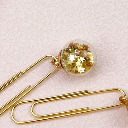 10PCS Paper Clips Office Note Paper Clamp Mini Clothespin Paperclips with Crystal Ball for Paper Organizer Paperwork (Gold)...