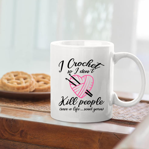 Panvola I Crochet So I Don't Kill People Save A Life Send Yarn Crocheting Knitting Gifts For Grandma Auntie Mom Mothers Day Novelty Drinkware Cera...