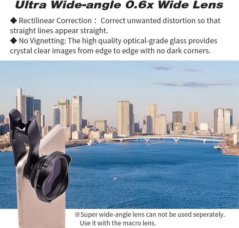 Lens Kit for iPhone and Android, 12X Macro Lens and 0.6X Wide Angle Lens Up to 120°, Phone Camera Lens, Color Black......