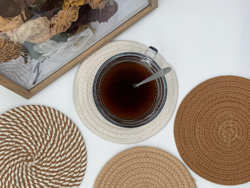 Pot Holders Set Trivets Set Heat Resistant Cotton Thread Weave Pads Mats for Hot Dishes Hot Pots and Pans Stylish Coasters Set of 4 Cooking Baking...