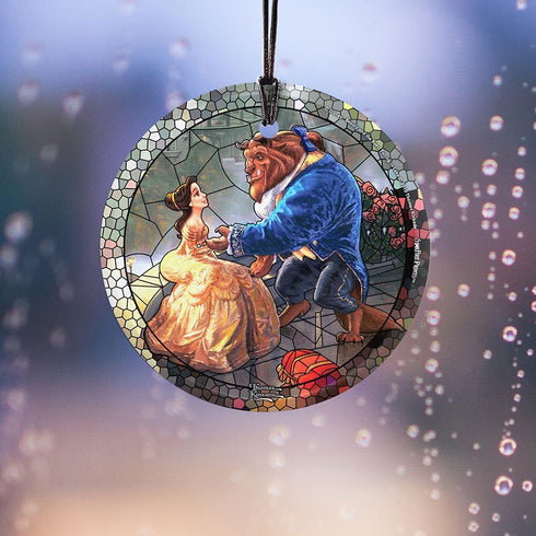 Disney - Beauty and The Beast - 3.5” Starfire Prints Hanging Glass Print Accessory – Light Catching Hanging Accessory – Ideal for Gifting and Coll...