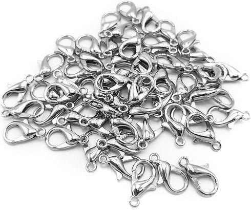200 Pcs Lobster Clasps Curved (12x6mm) Stainless Steel Lobster Claw Clasps for Bracelet Necklace Jewelry Making Findings Fastener Hook(White k)...