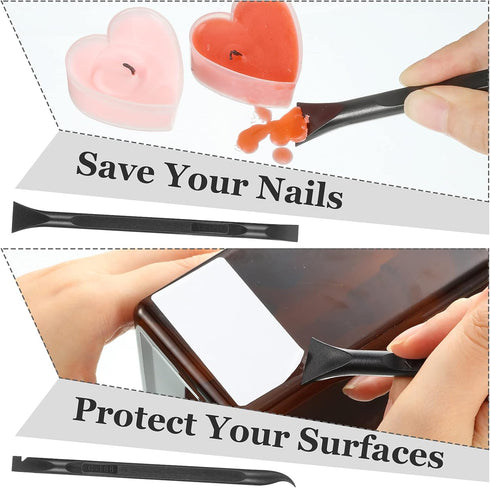 4 Pieces Non-Scratch Plastic Scraper Tool Carbon Scraper Small and Narrow Fiber Plastic Scraper Label Scraper Gum Scraper Multi-Purpose Easy for T...