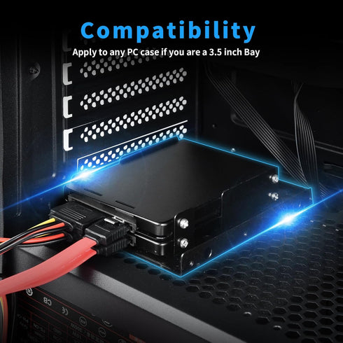 ELUTENG Double-Deck HDD SSD Mounting Bracket 2Pack 2.5" to 3.5" Hard Drive Adapter SSD Bracket Metal SSD HDD Holder with Mounting Screws Hard Driv...