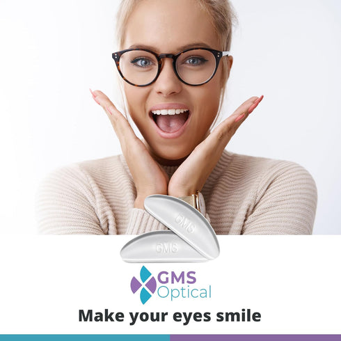 GMS Optical 1.3mm Ultra-Thin / 18mm Long Length - Anti-Slip Adhesive Contoured Silicone Eyeglass Nose Pads with Super Sticky Backing for Glasses, ...