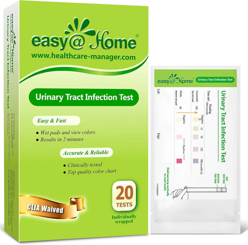 Easy@Home 20 Individual Pouches Urinary Tract Infection FSA Eligible Test Strips (UTI Test Strips) Monitor Bladder or Urinary Tract Issues by Test...