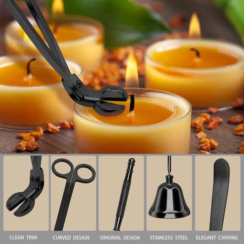 DANGSHAN 3 in 1 Candle Accessory Set - Wick Trimmer, Snuffer, Dipper with Gift Package for Candle Lovers (Black)...
