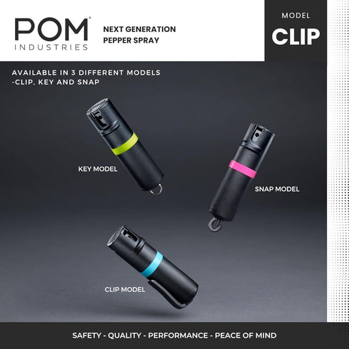 POM Pepper Spray Flip Top Pocket Clip - Maximum Strength OC Spray for Self Defense - Tactical Compact & Safe Design - 25 Bursts & 10 ft Range - Po...