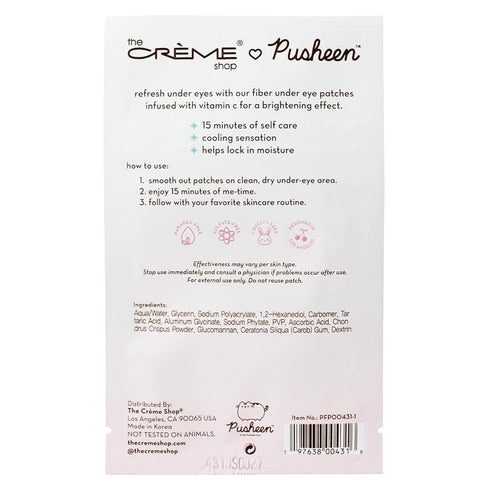 The Crème Shop X PUSHEEN KLEAN BEAUTY™ Fiber Under Eye Patches | Vitamin C Infused for Brightening | Cooling & Moisturizing | Set of 3 Pairs | Veg...
