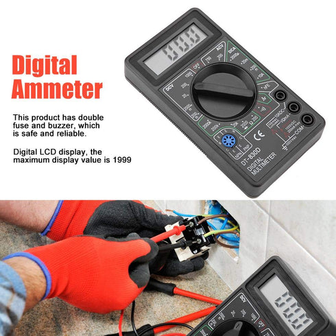 Black DT830D Auto Ranging Digital Multimeter, Continuity Ohm Digital Multimeter, for Transistor Testing Diode Testing Continuity Measurement Buzze...