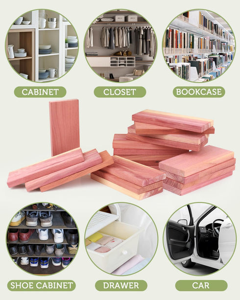 Cedar Blocks for Clothes Storage, Aromatic Scent Cedar Wood Planks for Closets, Kitchen Storage and Drawers Freshener, 20 Pack...