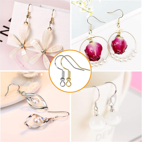 360 Pcs 925 Sterling Silver Earring Hooks Kit?Include Ear Wires Hypo-allergenic Earring Fish Hooks, Open Jump Rings, Clear Silicone Earring Backs ...