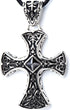 COOLSTEELANDBEYOND New Stainless Steel Gothic Celtic Cross Pendant Necklace with Cz Accent 22.8 Inches Black Silicone Cord...