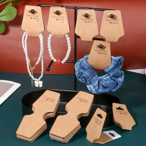 200PCS Bracelet Display Cards Sturdy Necklace Holder Cards Self Adhesive Jewelry Packaging Selling Card for Small Business of Keychain Earring Hai...