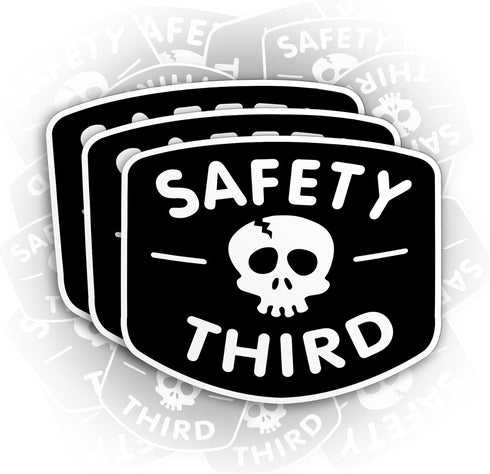 (3PCS) Safety Third Sticker Safety 3rd Funny Hard Hat Sticker Skull Warning 3" Die-Cut Waterproof Vinyl Sticker for Helmet Toolbox Water Bottle Ph...
