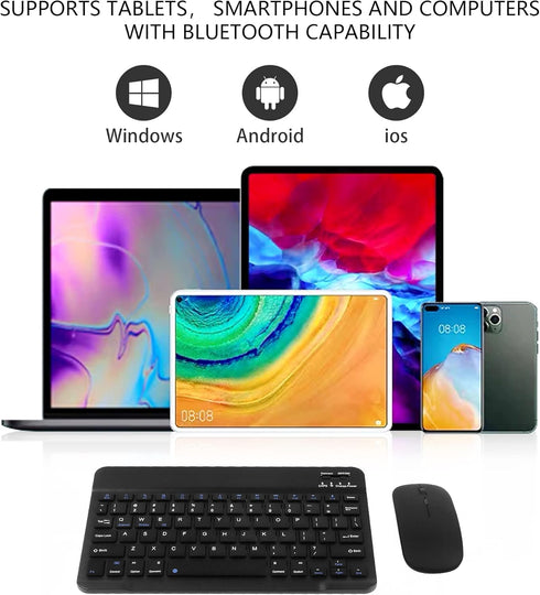 Ultra-Slim Bluetooth Keyboard and Mouse Combo, Rechargeable Portable Compact Wireless Mouse Keyboard Set for PC Computer Tablet Laptop iPad Smartp...