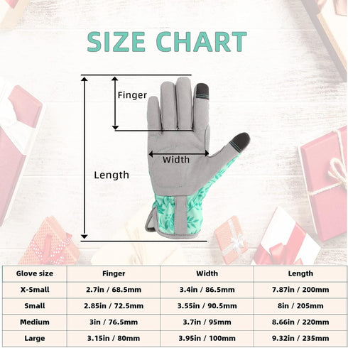 Leather Gardening Gloves for Women, Flexible Breathable Garden Gloves, Thorn Proof Working Gloves for Weeding, Digging and Pruning, Green, X-Small...