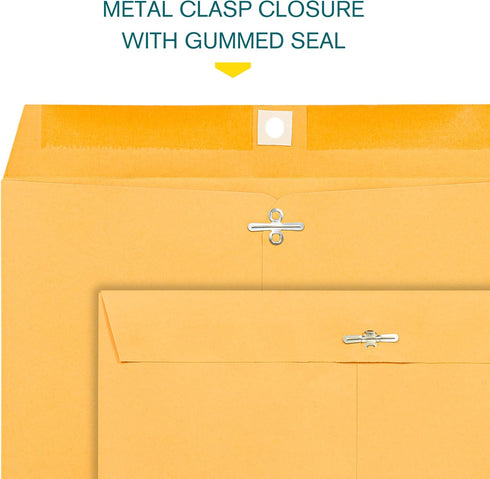 EnDoc 10 x 13 Clasp Envelopes – 10 Pack Brown Kraft Catalog Envelopes with Clasp Closure & Gummed Seal – 28lb Heavyweight Paper 10x13 inches Envel...