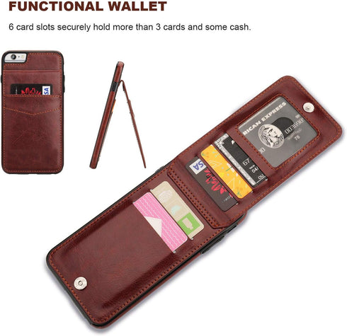 KIHUWEY Compatible with iPhone 6 Plus/6S Plus Case Wallet with Credit Card Holder, Premium Leather Magnetic Clasp Kickstand Heavy Duty Protective ...