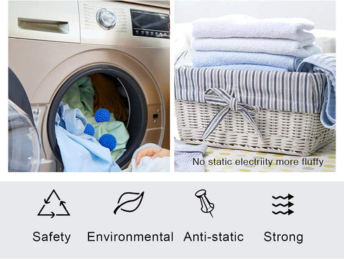 Eco Laundry Dryer Balls Reusable Silicone Soft Washing Balls Fabric Softener Alternative for Quick Drying (4 Packs)...