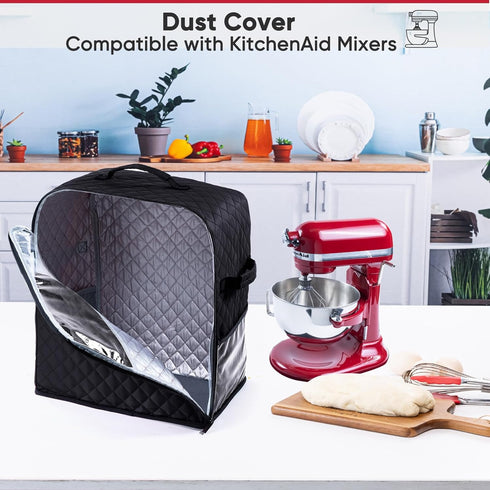 BAGSPRITE Stand Mixer Cover with Appliance Sliders Base Compatible with KitchenAid Mixer-Storage Bag for 6/7/8 Quart with Pockets for Kitchen Aid ...