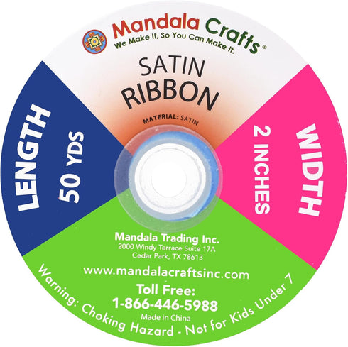 Mandala Crafts Gold Satin Ribbon for Crafts - 50 Yards 2 Inch Wide Fabric Ribbons for Gift Wrapping, Flower Bouquets, Hair Bows, and Wedding Party...