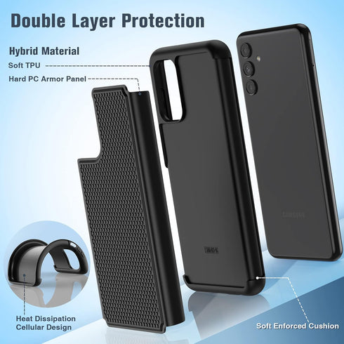 BNIUT for Samsung Galaxy A13 5G Case: Dual Layer Protective Heavy Duty Cell Phone Cover Shockproof Rugged with Non Slip Textured Back - Military P...