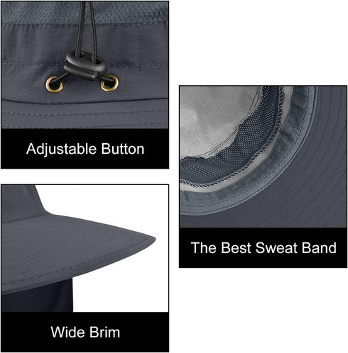 2 Pack Outdoor UV Protection Wide Brim Sun Hat,UPF50+ Fishing Hat for Men & Women with Large Neck Flap...
