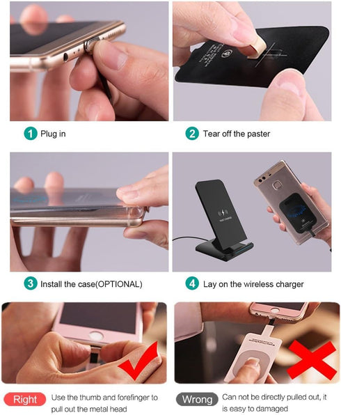 Wireless Charging Receiver Qi Charger Adapter for Moto E7 Plus LG G5 Galaxy A40 A41 A42 5G A60 A12 A11 A10e A01 A32 A31 A30 A22 A21s A21 A20e A20 ...