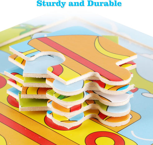 Wooden Toddler Puzzles 2-5 Years - Set of 6 | Preschool Educational Toy with 9 Pieces Each | Fun Animal Jigsaw Puzzle Gift for Boys and Girls...