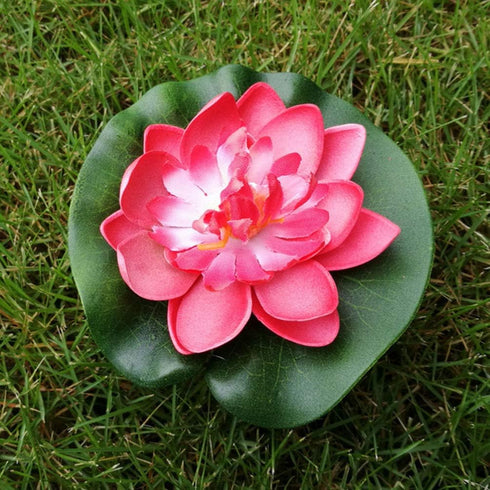 ifundom 5Pcs Lily Pads for Ponds, Artificial Lotus- Water Lily Pads Leaves & Floating Foam Lotuses for Garden Fish Pond Aquarium Pool Wedding Deco...