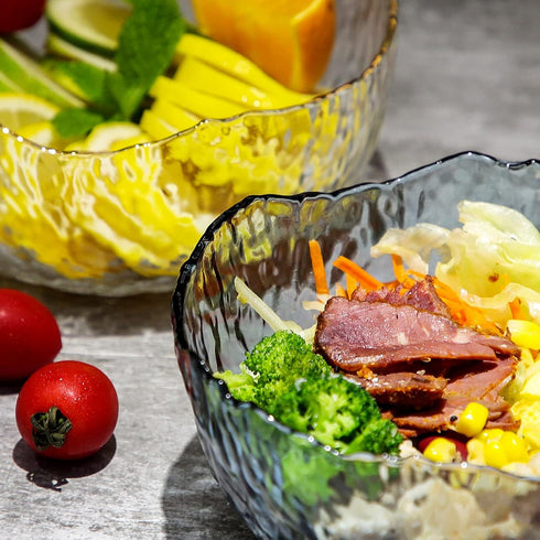 TOSSOW Glass Salad Bowl Irregular Shape Serving Bowls, 25 oz Pyrex Mixing Bowls for Kitchen Prep, Fruit, Snack, Dessert, and Candy Dishes or Nut B...