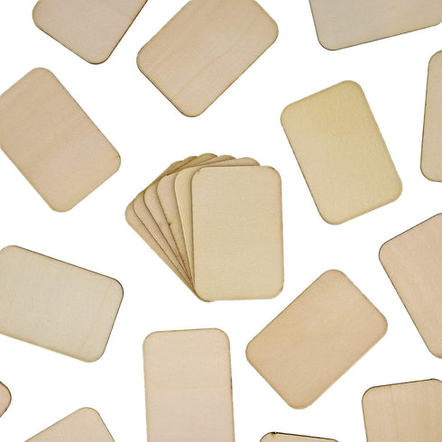Bright Creations 60 Pack Unfinished Wood Cutouts for Crafts, Rectangle Wooden Slices for DIY Projects (2 x 3 in) - Wood Pieces for Crafts...