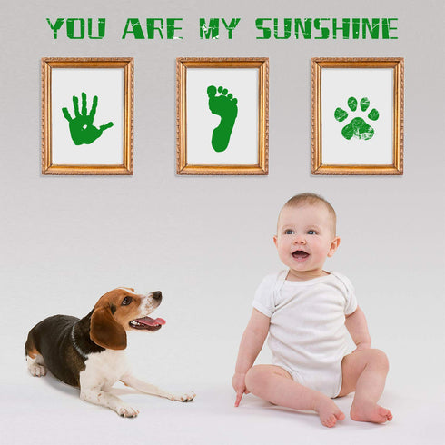 Ink Pad, 5x4'' Washable Non-Toxic Ink Stamp Pad for Baby Footprint Handprint, Green...