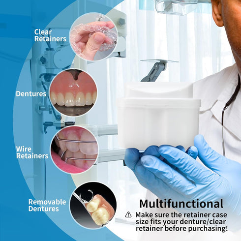 Annhua Dental Orthodontic Retainer Case Cleaning, Denture Cup Holder Case Travel, Denture Retainer Bath Box Storage Soaking Box...