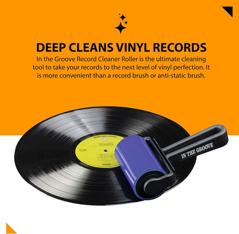In The Groove Vinyl Roller Cleaner - Vinyl Cleaning Device for Quick Cleaning Vinyl Records or LP Surfaces from Dust, Anti-Static Record Cleaner R...