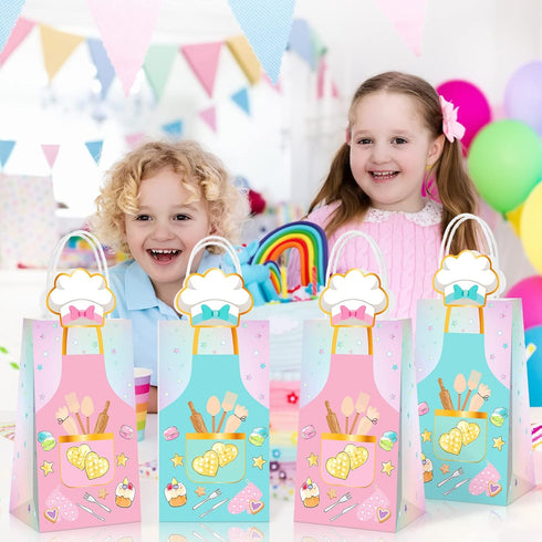 Liliful Baking Party Favors Little Bakers Gift Bags with Handles Paper Goody Treat Candy Bags Bakery Pattern Goodie Bags Birthday Baking School Pa...