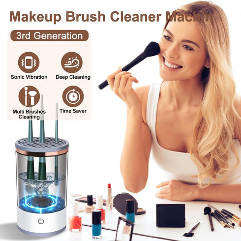 ?1+7pack?Electric Makeup Brush Cleaner Machine, Portable Automatic USB Cosmetic Brushes Cleaner Cleanser Tool for All Size Beauty Makeup Brush Set...