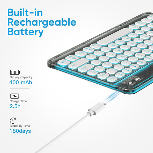 OMOTON Bluetooth Keyboard for iPad, Wireless Keyboard for PC Tablet Phone Computer, Rechargeable Multi-Device Keyboard, Compatible with iOS Androi...